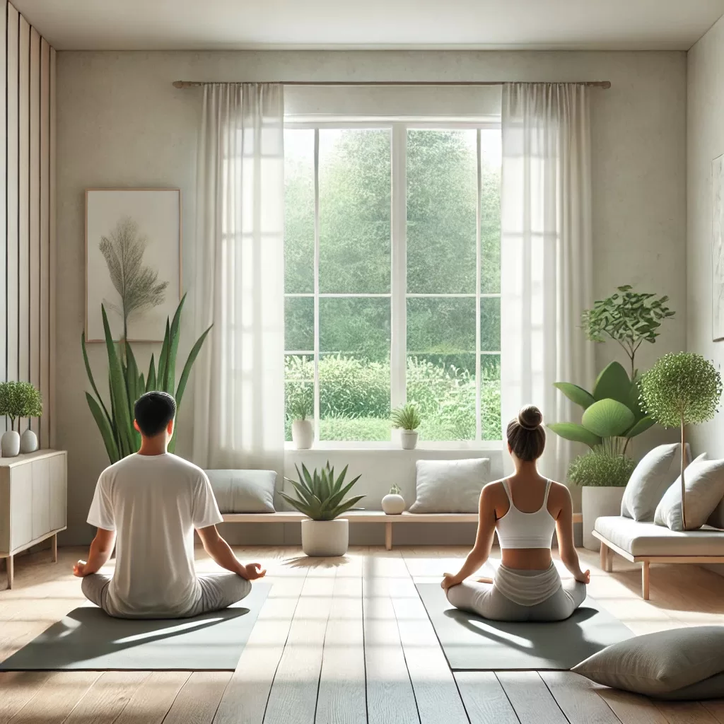 A couple meditating